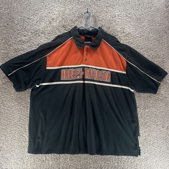 Vintage Harley Davidson Polo Shirt Mens 3XL Embroidered Logo Motorcycles Adult - Picture 1 of 15